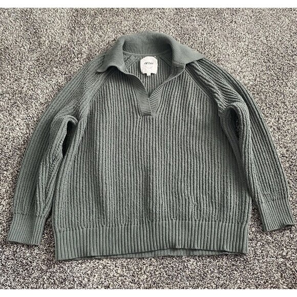 Aerie Oversized Cable Knit Sweater Olive Green Women’s S - Picture 1 of 3